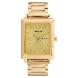sonata aspire quartz analog black dial stainless steel strap watch for men