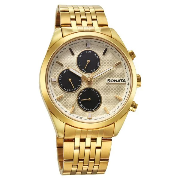 sonata magna quartz multifunction black dial rose gold stainless steel strap watch for men sonata magna quartz multifunction black dial rose gold stainless steel strap watch for men