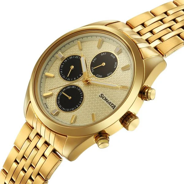 sonata magna quartz multifunction black dial rose gold stainless steel strap watch for men sonata magna quartz multifunction black dial rose gold stainless steel strap watch for men