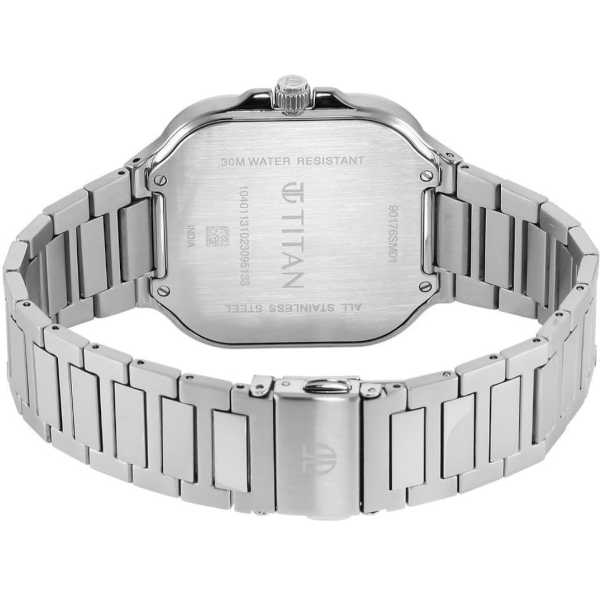 titan classique slim square quartz analog with date blue dial silver stainless steel strap watch for men titan classique slim square quartz analog with date blue dial silver stainless steel strap watch for men