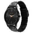 sonata aspire quartz analog black dial stainless steel strap watch for men